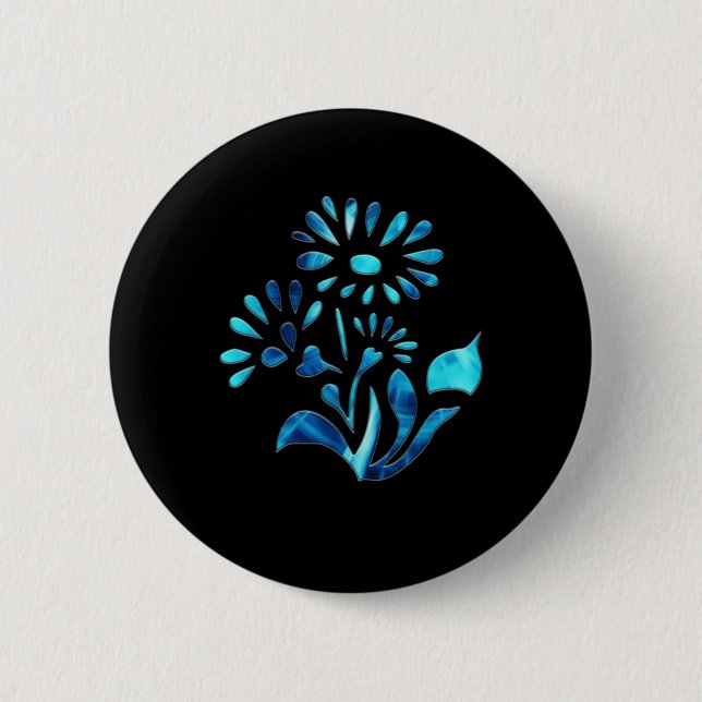 Water Flowers Two Sticker  Button (Front)