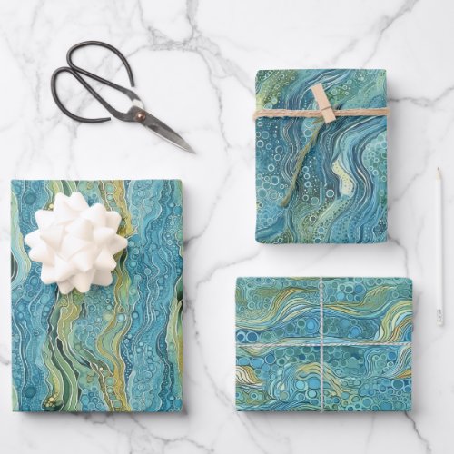 Water flowing waves underwater rivers wrapping paper sheets