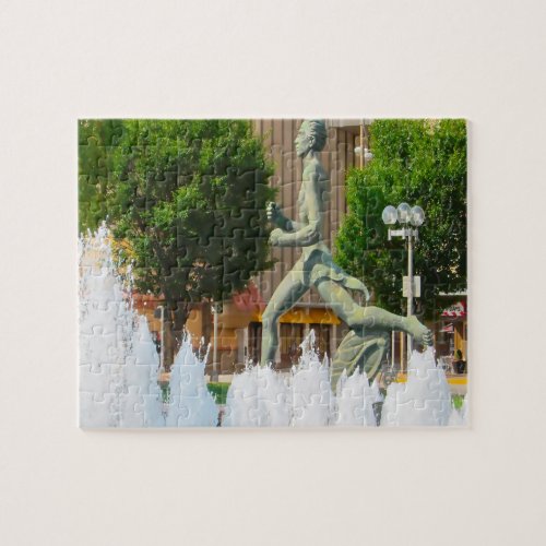Water Fountain Olympic Runner Saint Louis Jigsaw Puzzle