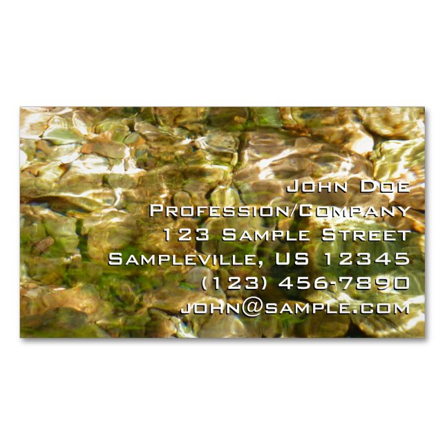 Water from Hot Springs Green-Gold Nature Business Card Magnet (Front)