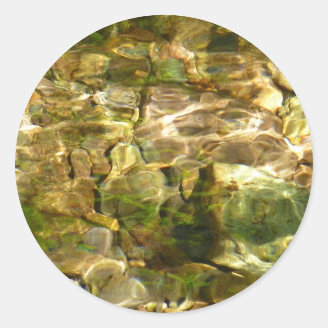 Water from Hot Springs Green-Gold Nature Classic Round Sticker (Front)