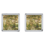 Water from Hot Springs Green-Gold Nature Cufflinks
