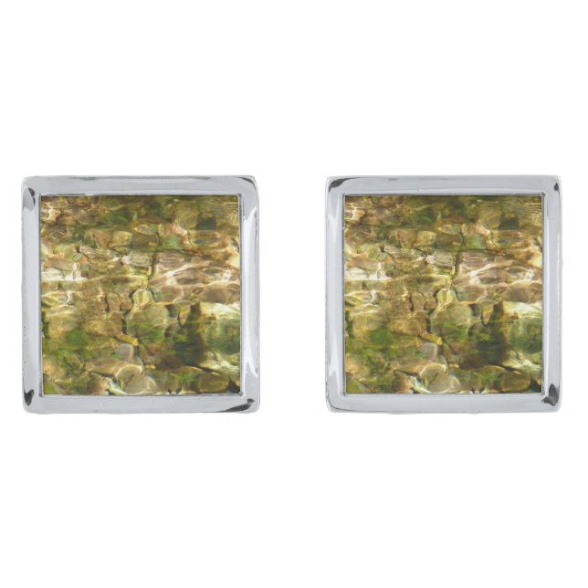 Water from Hot Springs Green-Gold Nature Cufflinks (Front)