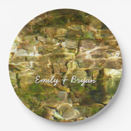 Water from Hot Springs Green_Gold Nature Paper Plates