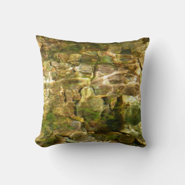 Water from Hot Springs Green-Gold Nature Throw Pillow (Front)