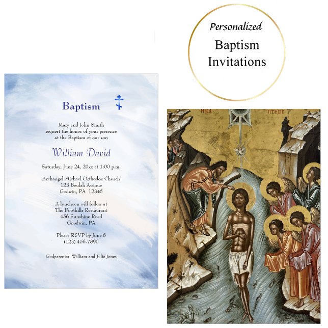 Water From the Wells of Salvation Orthodox Baptism Invitation (Creator Uploaded)