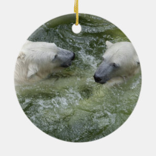 Water Fun Polar Bears Ceramic Ornament