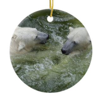 Water Fun Polar Bears Ceramic Ornament