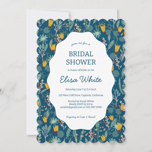 Water Garden Floral Bridal Shower Cute CUSTOM  Invitation (Front)