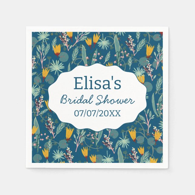 Water Garden Floral Bridal Shower Cute CUSTOM Napkins (Front)