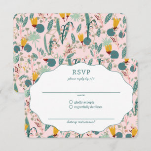 Water Garden Floral Bridal Shower Cute CUSTOM RSVP Card