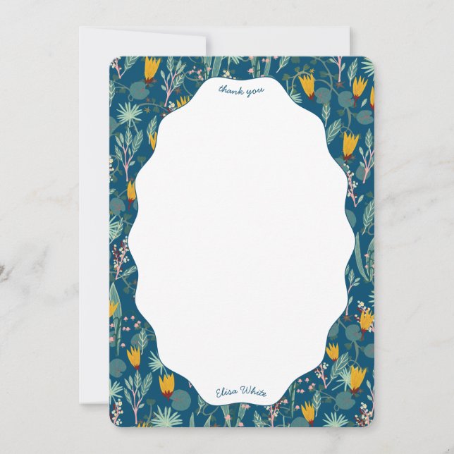 Water Garden Floral Bridal Shower Cute CUSTOM Thank You Card (Front)