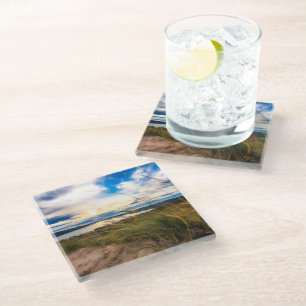 Water Glen Lake Sleeping Bear Dunes Michigan Glass Coaster