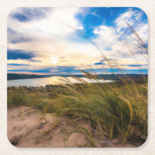 Water Glen Lake Sleeping Bear Dunes Michigan Square Paper Coaster