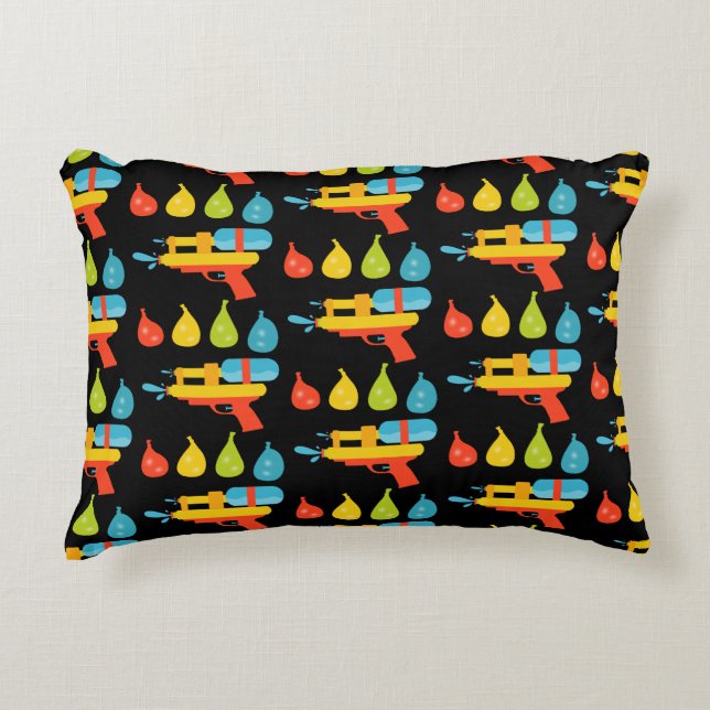 Water Gun & Balloons Summer  Accent Pillow (Front)