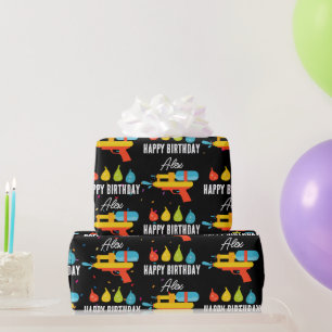 Water Gun & Balloons Summer Birthday Party Wrapping Paper