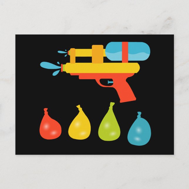 Water Gun & Balloons Summer  Holiday Postcard (Front)