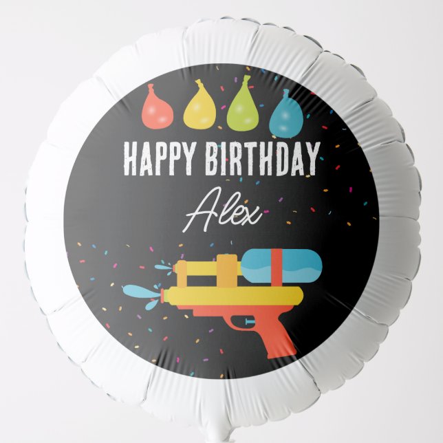Water Gun & Balloons Summer Kids Birthday Party (Front)