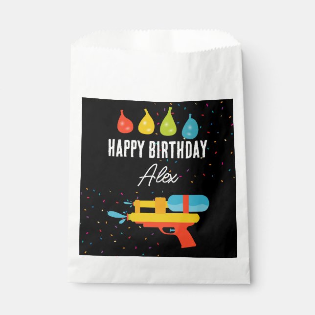 Water Gun & Balloons Summer Kids Birthday Party Favor Bag (Front)