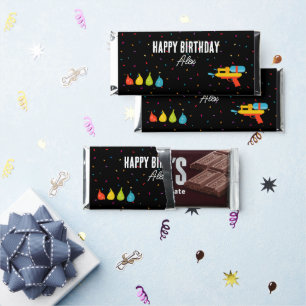Water Gun & Balloons Summer Kids Birthday Party Hershey Bar Favors