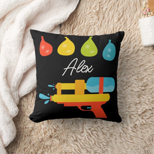Water Gun & Balloons Summer  Throw Pillow (Blanket)