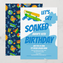 Water Gun Battle Pool Party Kids Summer Birthday Invitation