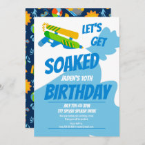Water Gun Battle Pool Party Kids Summer Birthday Invitation