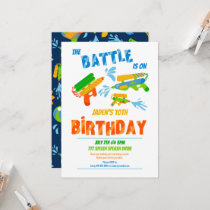 Water Gun Battle Pool Party Kids Summer Birthday Invitation