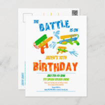 Water Gun Battle Pool Party Kids Summer Birthday Postcard