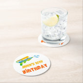 Water Gun Battle Pool Party Kids Summer Birthday Round Paper Coaster (Insitu)