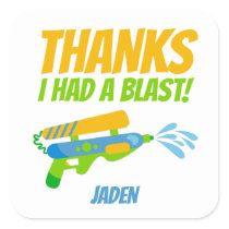 Water Gun Battle Pool Party Kids Summer Birthday Square Sticker
