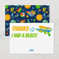 Water Gun Battle Pool Party Kids Summer Birthday Thank You Card