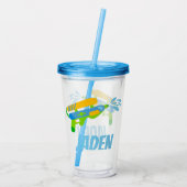 Water Gun Battle Pool Party Summer Personalized Acrylic Tumbler (Back)