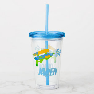 Water Gun Battle Pool Party Summer Personalized Acrylic Tumbler