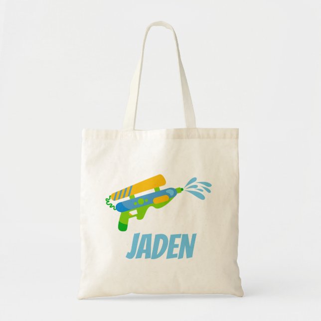 Water Gun Battle Pool Party Summer Personalized Tote Bag (Front)