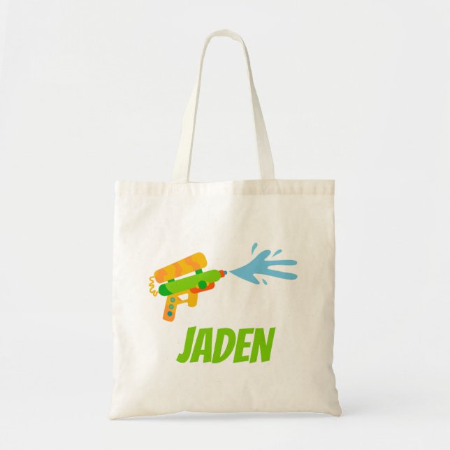 Water Gun Battle Pool Party Summer Personalized Tote Bag (Front)