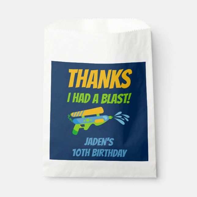 Water Gun Battle Thanks I Had A Blast Favor Bag (Front)