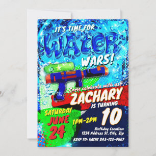 Water Gun Birthday Invitation Template Water War