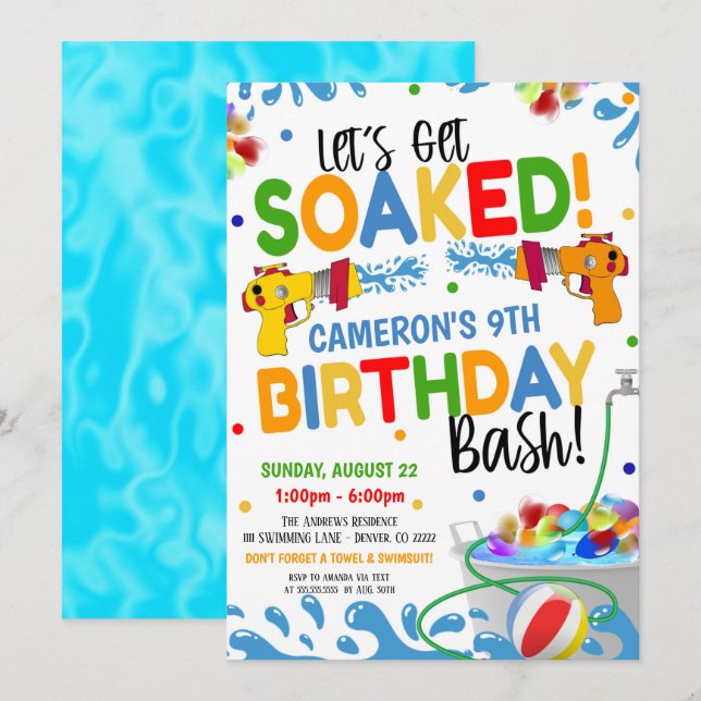 Water Gun Birthday Invite (Front/Back)