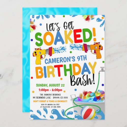 Water Gun Birthday Invite