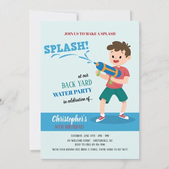 Water-gun Party Invitation (Front)