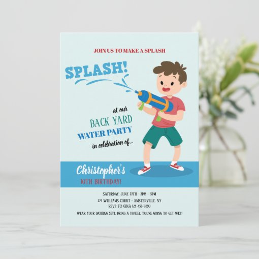 Water Gun Party Invitation Zazzle