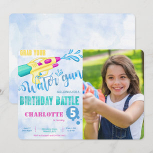 Water Gun Photo Invitations 