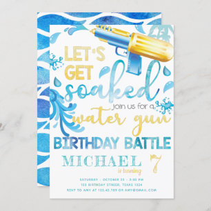 Water Gun Summer Boy Birthday Party Invitation