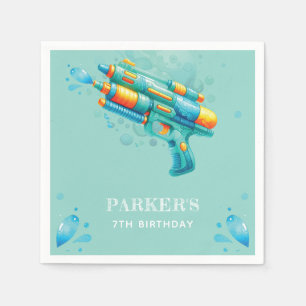 Water Gun Summer Boy Birthday Personalized Napkins