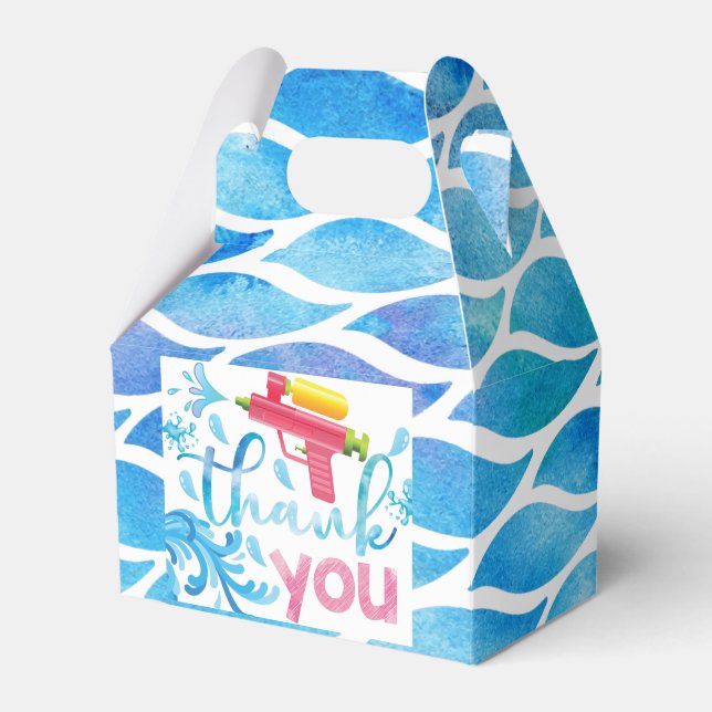 Water Gun Summer Girl Birthday Thank you Favor Box (Front Side)
