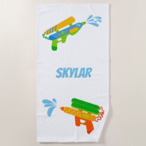 Water guns kids personalized summertime beach towel