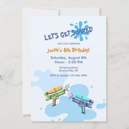 Water Guns Party Invitations