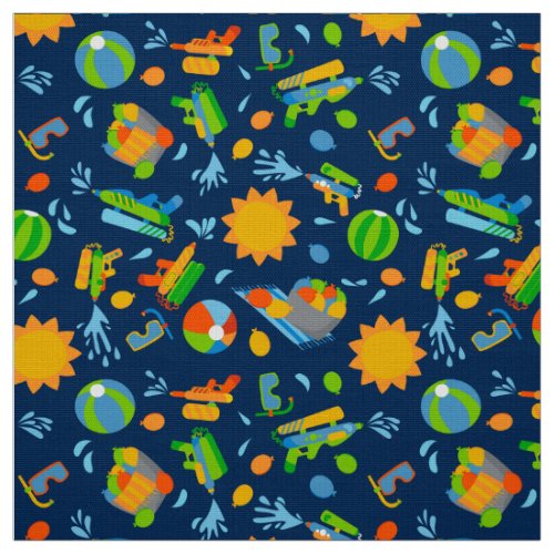 Water guns water balloons summer kids pattern  fabric