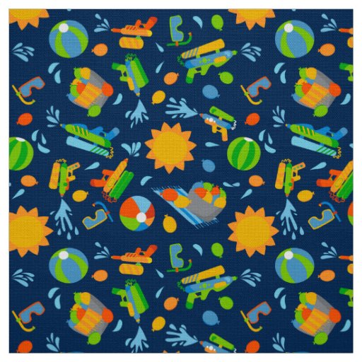 Water guns water balloons summer kids pattern  fabric